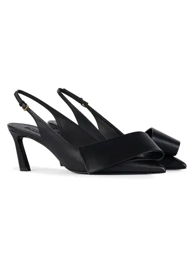 Givenchy Women's Twisted Ribbon Slingbacks Pumps in Leather - Black | Thumbnail 2 Givenchy Women's Twisted Ribbon Slingbacks Pumps in Leather - Black | Thumbnail 2
