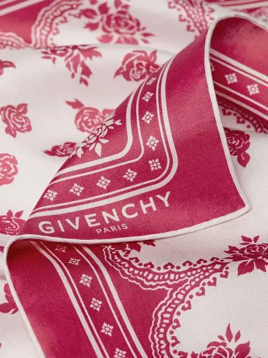 Givenchy Women's Bandana in Cotton and Silk - Lipstick Pink | Thumbnail 2 Givenchy Women's Bandana in Cotton and Silk - Lipstick Pink | Thumbnail 2