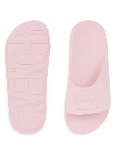 Givenchy Women's Label Slide Flat Mules in Patent Rubber - Light Pink | Thumbnail 4 Givenchy Women's Label Slide Flat Mules in Patent Rubber - Light Pink | Thumbnail 4