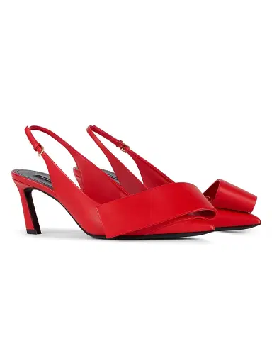 Givenchy Women's Twisted Ribbon Slingbacks Pumps in Leather - Poppy Red - Size 11 | Thumbnail 2 Givenchy Women's Twisted Ribbon Slingbacks Pumps in Leather - Poppy Red - Size 11 | Thumbnail 2