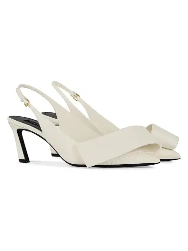 Givenchy Women's Twisted Ribbon Slingbacks Pumps in Leather - Ivory - Size 11 | Thumbnail 2 Givenchy Women's Twisted Ribbon Slingbacks Pumps in Leather - Ivory - Size 11 | Thumbnail 2