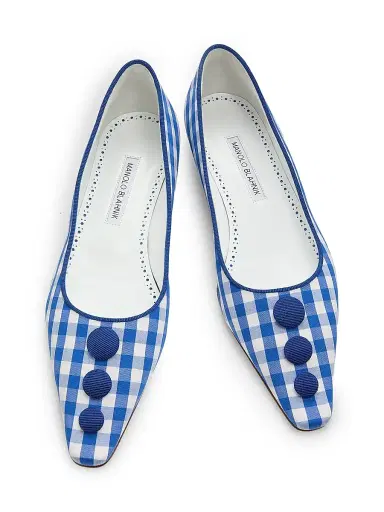 Manolo Blahnik Women's Alexa Gingham Cotton Pumps | Thumbnail 4 Manolo Blahnik Women's Alexa Gingham Cotton Pumps | Thumbnail 4