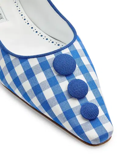 Manolo Blahnik Women's Alexa Gingham Cotton Pumps - White Blue - Size 9 | Thumbnail 5 Manolo Blahnik Women's Alexa Gingham Cotton Pumps - White Blue - Size 9 | Thumbnail 5