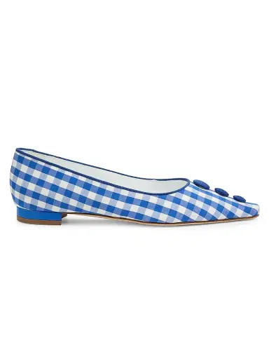 Manolo Blahnik Women's Alexa Gingham Cotton Pumps - White Blue - Size 9 | Thumbnail 1 Manolo Blahnik Women's Alexa Gingham Cotton Pumps - White Blue - Size 9 | Thumbnail 1