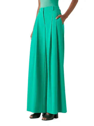 Akris Women's Cassie Wool Gabardine Wide-Leg Pants - Tourmaline - Size 10 | Thumbnail 4 Akris Women's Cassie Wool Gabardine Wide-Leg Pants - Tourmaline - Size 10 | Thumbnail 4