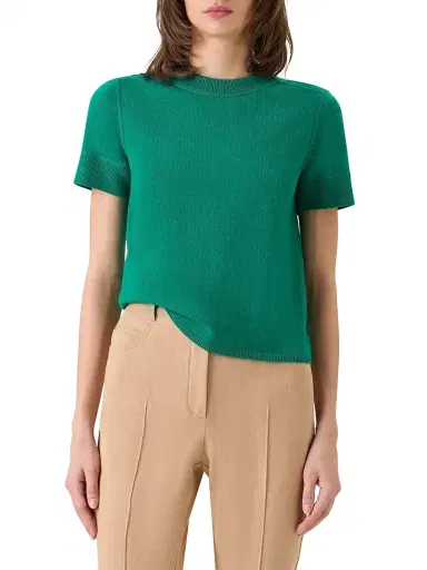Akris Women's Cashmere Short-Sleeve Knit Sweater - Tourmaline | Thumbnail 3 Akris Women's Cashmere Short-Sleeve Knit Sweater - Tourmaline | Thumbnail 3