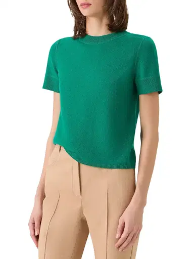 Akris Women's Cashmere Short-Sleeve Knit Sweater - Tourmaline | Thumbnail 4 Akris Women's Cashmere Short-Sleeve Knit Sweater - Tourmaline | Thumbnail 4