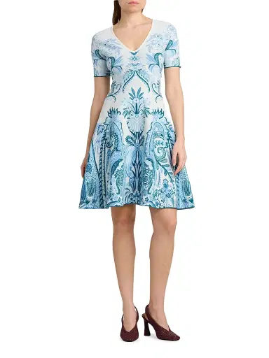 Etro Women's Paisley Knit Minidress - Carta Da Zucchero Ch - Size 14 | Thumbnail 2 Etro Women's Paisley Knit Minidress - Carta Da Zucchero Ch - Size 14 | Thumbnail 2