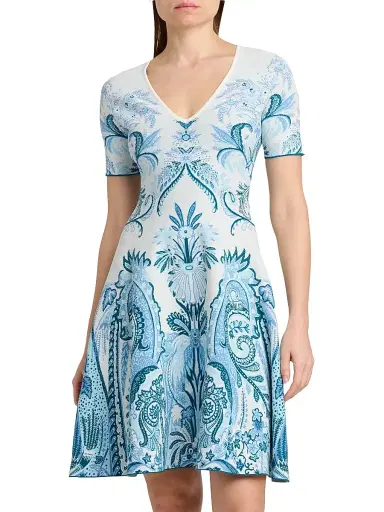 Etro Women's Paisley Knit Minidress - Carta Da Zucchero Ch - Size 14 | Thumbnail 3 Etro Women's Paisley Knit Minidress - Carta Da Zucchero Ch - Size 14 | Thumbnail 3