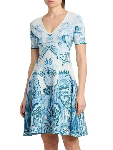 Etro Women's Paisley Knit Minidress - Carta Da Zucchero Ch - Size 14 | Thumbnail 4 Etro Women's Paisley Knit Minidress - Carta Da Zucchero Ch - Size 14 | Thumbnail 4