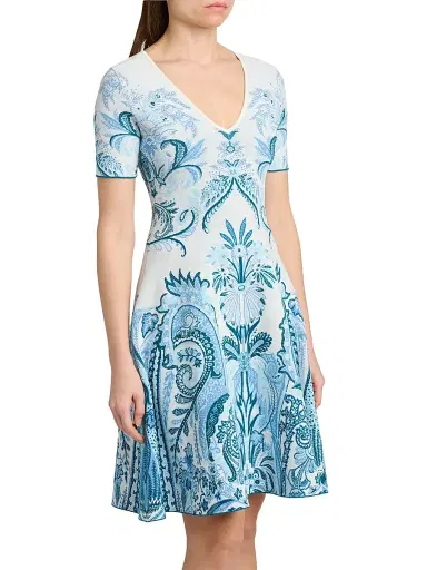 Etro Women's Paisley Knit Minidress - Carta Da Zucchero Ch - Size 14 | Thumbnail 6 Etro Women's Paisley Knit Minidress - Carta Da Zucchero Ch - Size 14 | Thumbnail 6