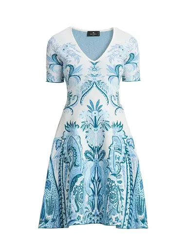 Etro Women's Paisley Knit Minidress - Carta Da Zucchero Ch - Size 14 | Thumbnail 1 Etro Women's Paisley Knit Minidress - Carta Da Zucchero Ch - Size 14 | Thumbnail 1