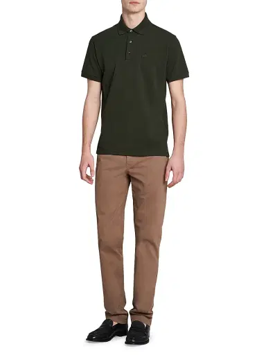 Etro Men's Cotton Polo Shirt - Verde Oliva Scuro | Thumbnail 2 Etro Men's Cotton Polo Shirt - Verde Oliva Scuro | Thumbnail 2