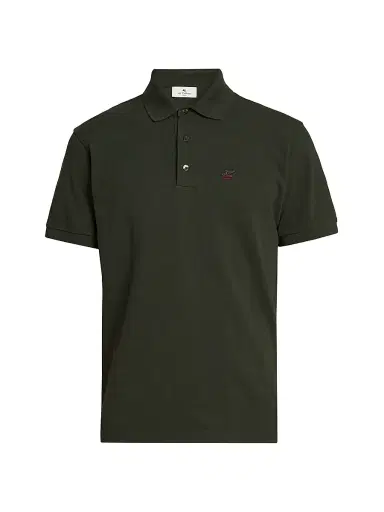 Etro Men's Cotton Polo Shirt - Verde Oliva Scuro | Thumbnail 1 Etro Men's Cotton Polo Shirt - Verde Oliva Scuro | Thumbnail 1