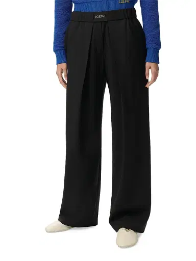 Loewe Women's Pleated-Front Logo-Waist Wool-Blend Trousers - Black - Size XL | Thumbnail 3 Loewe Women's Pleated-Front Logo-Waist Wool-Blend Trousers - Black - Size XL | Thumbnail 3