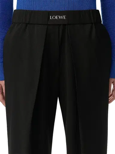 Loewe Women's Pleated-Front Logo-Waist Wool-Blend Trousers - Black - Size XL | Thumbnail 5 Loewe Women's Pleated-Front Logo-Waist Wool-Blend Trousers - Black - Size XL | Thumbnail 5