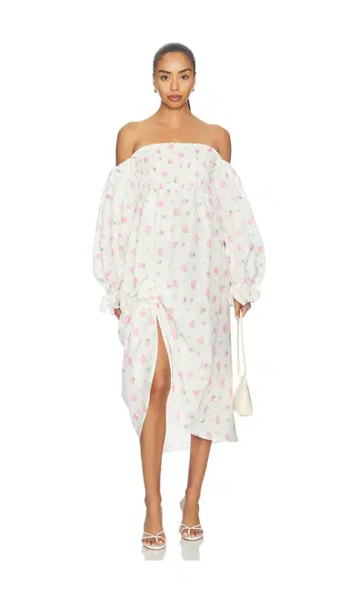 Sleeper Atlanta Linen Dress With Rose Detail | Thumbnail 1 Sleeper Atlanta Linen Dress With Rose Detail | Thumbnail 1