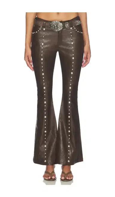Markgong Faux Leather Studded Flared Pant | Thumbnail 1 Markgong Faux Leather Studded Flared Pant | Thumbnail 1