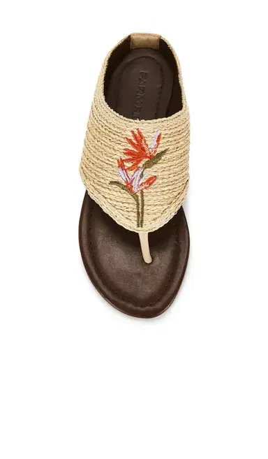 Farm Rio Raffia Icons Flat Sandal | Thumbnail 4 Farm Rio Raffia Icons Flat Sandal | Thumbnail 4