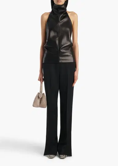 Khaite Rone Top In Black Leather | Thumbnail 2 Khaite Rone Top In Black Leather | Thumbnail 2