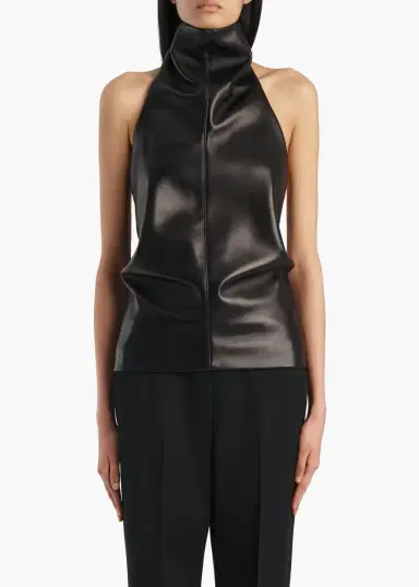 Khaite Rone Top In Black Leather | Thumbnail 3 Khaite Rone Top In Black Leather | Thumbnail 3