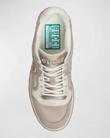 Gucci Men's MAC 80 Embroidered Leather Low-Top Sneakers | Thumbnail 4 Gucci Men's MAC 80 Embroidered Leather Low-Top Sneakers | Thumbnail 4
