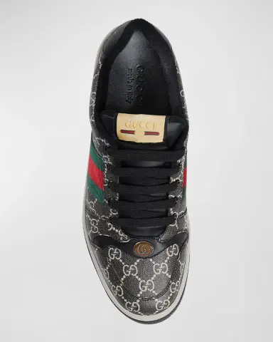 Gucci Men 's Screener GG Canvas Low-Top Sneakers with Web | Thumbnail 4 Gucci Men 's Screener GG Canvas Low-Top Sneakers with Web | Thumbnail 4
