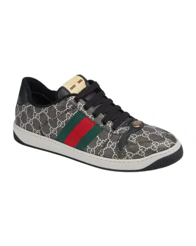 Gucci Men 's Screener GG Canvas Low-Top Sneakers with Web | Thumbnail 1 Gucci Men 's Screener GG Canvas Low-Top Sneakers with Web | Thumbnail 1