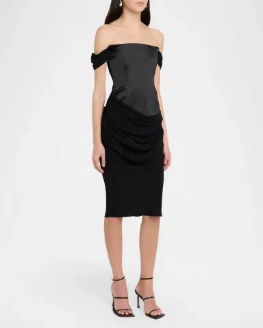 Alex Perry Off-The-Shoulder Draped Satin Corset Midi Dress | Thumbnail 4 Alex Perry Off-The-Shoulder Draped Satin Corset Midi Dress | Thumbnail 4