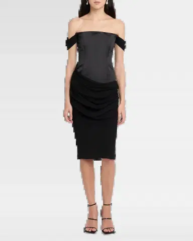 Alex Perry Off-The-Shoulder Draped Satin Corset Midi Dress | Thumbnail 6 Alex Perry Off-The-Shoulder Draped Satin Corset Midi Dress | Thumbnail 6
