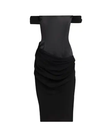 Alex Perry Off-The-Shoulder Draped Satin Corset Midi Dress | Thumbnail 1 Alex Perry Off-The-Shoulder Draped Satin Corset Midi Dress | Thumbnail 1
