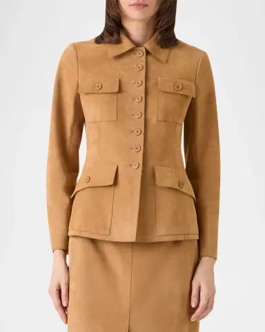 Akris Delia Suede Fitted Jacket | Thumbnail 3 Akris Delia Suede Fitted Jacket | Thumbnail 3