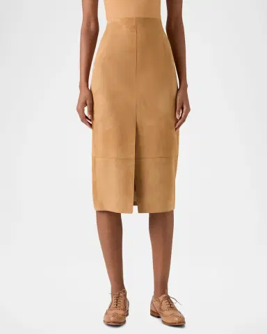 Akris Suede Front Slit Pencil Skirt | Thumbnail 2 Akris Suede Front Slit Pencil Skirt | Thumbnail 2