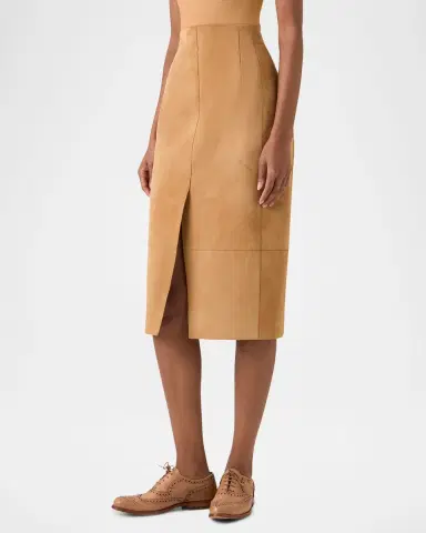 Akris Suede Front Slit Pencil Skirt | Thumbnail 4 Akris Suede Front Slit Pencil Skirt | Thumbnail 4
