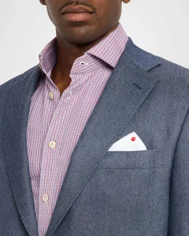Kiton Men's Cashmere Denim Single-Breasted Jacket | Thumbnail 4 Kiton Men's Cashmere Denim Single-Breasted Jacket | Thumbnail 4