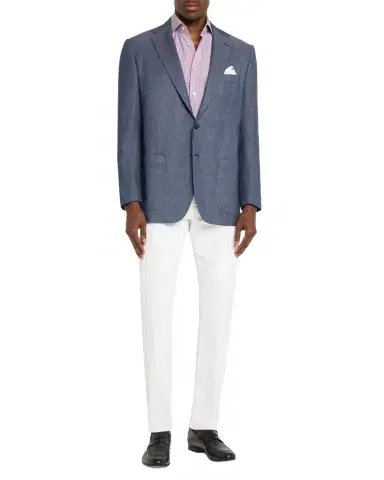 Kiton Men's Cashmere Denim Single-Breasted Jacket | Thumbnail 1 Kiton Men's Cashmere Denim Single-Breasted Jacket | Thumbnail 1