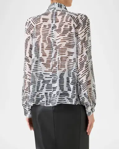 Akris Dance Movements Long-Sleeve Silk Blouse | Thumbnail 2 Akris Dance Movements Long-Sleeve Silk Blouse | Thumbnail 2