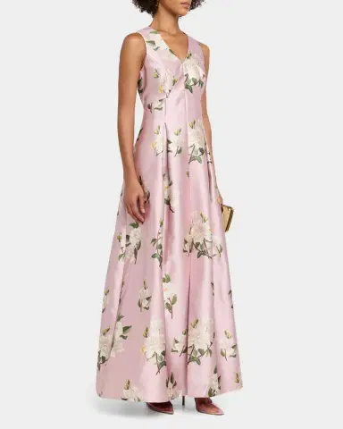 SACHIN & BABI Brooklynne Pleated Floral-Print Mikado Gown | Thumbnail 3 SACHIN & BABI Brooklynne Pleated Floral-Print Mikado Gown | Thumbnail 3