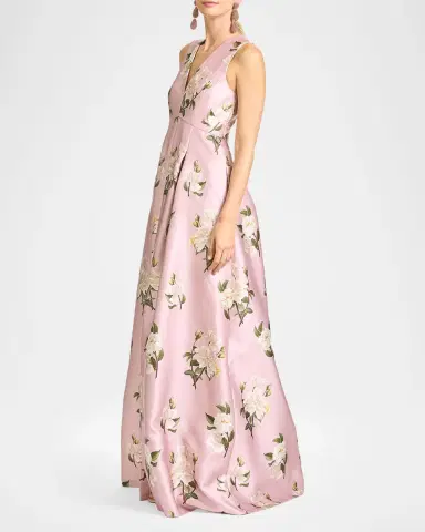 SACHIN & BABI Brooklynne Pleated Floral-Print Mikado Gown | Thumbnail 5 SACHIN & BABI Brooklynne Pleated Floral-Print Mikado Gown | Thumbnail 5