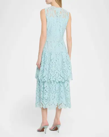 Shoshanna Mia Sleeveless Tiered Lace Midi Dress | Thumbnail 2 Shoshanna Mia Sleeveless Tiered Lace Midi Dress | Thumbnail 2