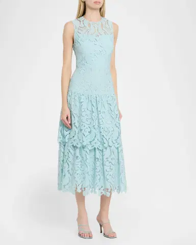 Shoshanna Mia Sleeveless Tiered Lace Midi Dress | Thumbnail 3 Shoshanna Mia Sleeveless Tiered Lace Midi Dress | Thumbnail 3