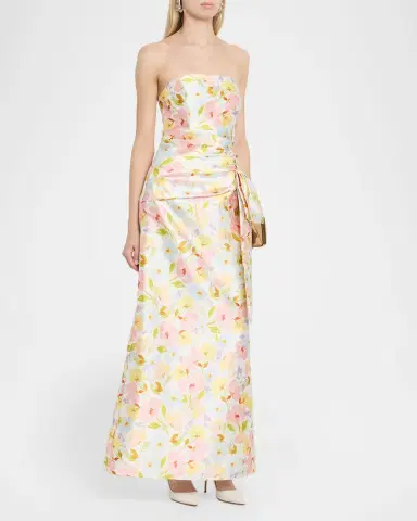 Shoshanna Jill Strapless Floral-Print Mikado Gown | Thumbnail 3 Shoshanna Jill Strapless Floral-Print Mikado Gown | Thumbnail 3