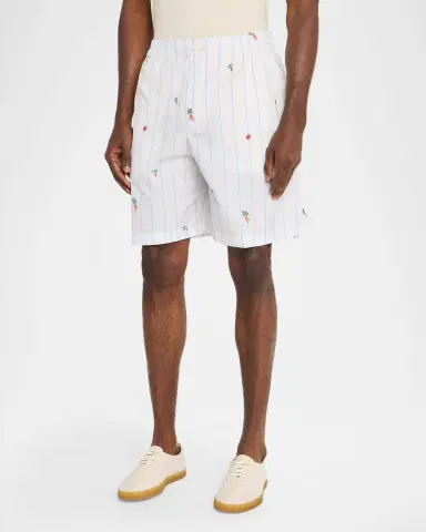 Jacquemus Men's Vegetable-Embroidered Cotton Shorts | Thumbnail 3 Jacquemus Men's Vegetable-Embroidered Cotton Shorts | Thumbnail 3