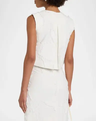 Adam Lippes Remo Fringed Crepe Button-Front Sleeveless Top | Thumbnail 2 Adam Lippes Remo Fringed Crepe Button-Front Sleeveless Top | Thumbnail 2