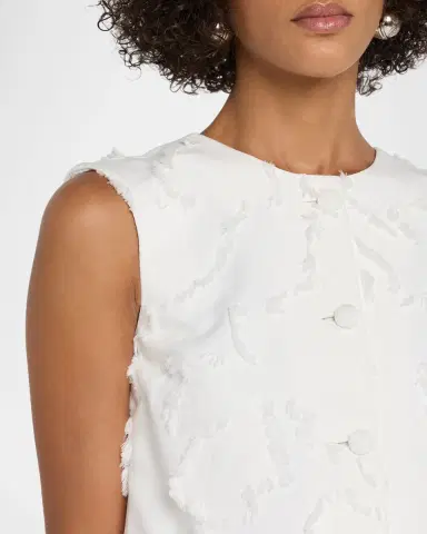 Adam Lippes Remo Fringed Crepe Button-Front Sleeveless Top | Thumbnail 4 Adam Lippes Remo Fringed Crepe Button-Front Sleeveless Top | Thumbnail 4