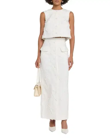 Adam Lippes Remo Fringed Crepe Button-Front Sleeveless Top | Thumbnail 1 Adam Lippes Remo Fringed Crepe Button-Front Sleeveless Top | Thumbnail 1