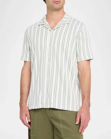 Vince Men 's Jacquard Stripe Camp Shirt | Thumbnail 3 Vince Men 's Jacquard Stripe Camp Shirt | Thumbnail 3