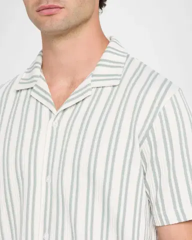 Vince Men 's Jacquard Stripe Camp Shirt | Thumbnail 4 Vince Men 's Jacquard Stripe Camp Shirt | Thumbnail 4