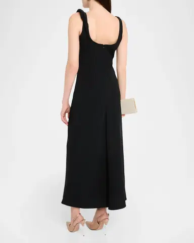 Lela Rose 3D Peony Embroidered Fluid Crepe Twist Detail Dress | Thumbnail 2 Lela Rose 3D Peony Embroidered Fluid Crepe Twist Detail Dress | Thumbnail 2