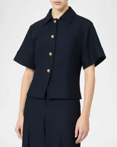Max Mara Risorsa Short-Sleeve Pique Shirt Jacket | Thumbnail 3 Max Mara Risorsa Short-Sleeve Pique Shirt Jacket | Thumbnail 3